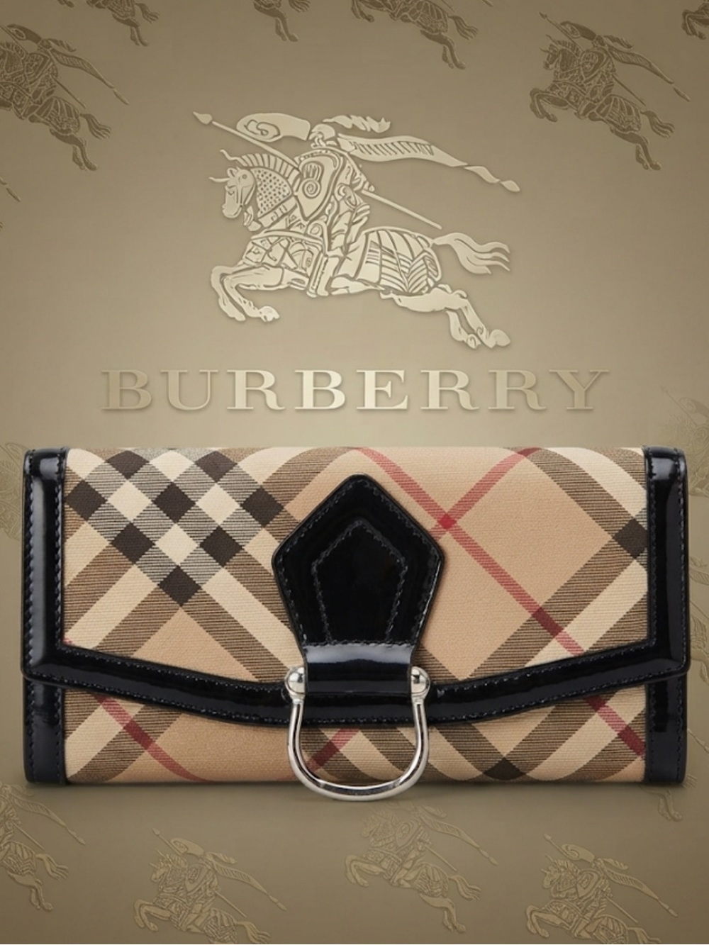 Authentic Burberry luxury designer signature nova check large wallet